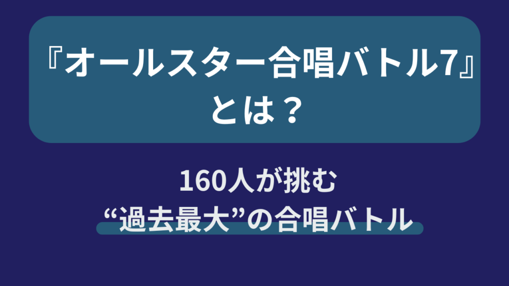 オールスター合唱バトル7 合唱団8組160人が競う音楽特番