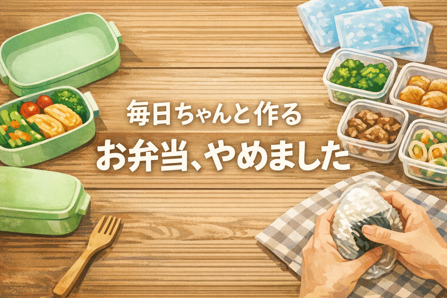 alt="毎日ちゃんと作るお弁当をやめた我が家の無理しないやり方を紹介する記事のアイキャッチ画像"