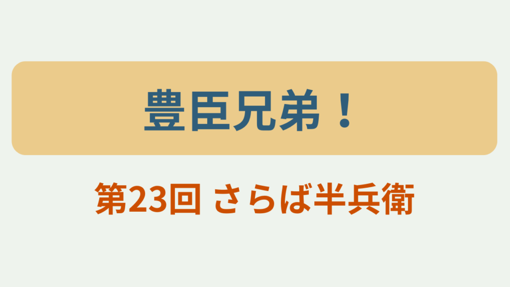 豊臣兄弟！第23回 さらば半兵衛というテキストが入ったアイキャッチ画像